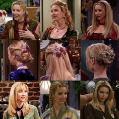 phoebe buffay friends lisa kudrow 2000s Movie Hairstyles, 90 S Hairstyles Women, 90s Scrunchie Hair, 90s Whimsigoth Hair, 90s Hoco Hair, Phoebe Buffay Hair Tutorial, 2000s Formal Hairstyles, Friends Tv Show Hairstyles, Whimsigothic Hairstyles