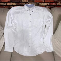 Brand New W/O Tags Oxford Dress Shirt Button Closure Interior Blue/White Stripes Collar And Sleeves One Front Pocket Size: Large - Pit To Pit 21.5” (Bin #6) Oxford Dress, Shirt Button, Pocket Size, Mens Shirt Dress, Dress Shirt, Front Pocket, White Stripe, Blue White, Oxford