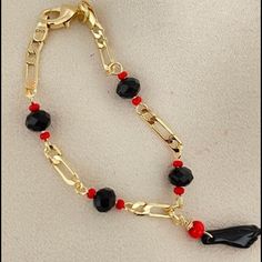 New! Made With 10 Layers Of Solid 18k & 24k Gold Won’t Tarnish Hypoallergenic, Nickel Free Pulsera De Nios Pulsera De Nias Pulsera De Azabache Para Beb Baby Bracelet Kids Accessories Jewelry, Bebe Baby, Baby Bracelet, Kids Accessories, Black Red, Gold Filled, 18k Gold, Jewelry Accessories, Black And Red