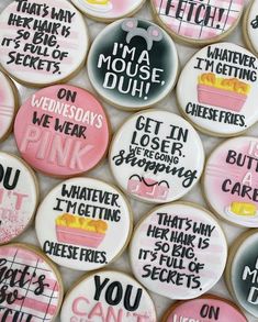 some cookies that are decorated with different words