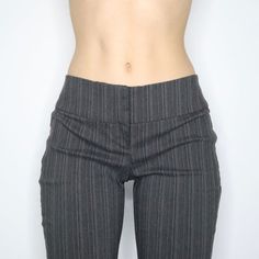 90s Gray Pinstripe Trousers (S/M) Pinstripe Flare Pants Outfit, Low Waist Pants Outfit 90s, Office Siren Pants, Low Rise Flares, Corpcore Office Siren, Siren Outfits, Corpcore Office, 6th Form Outfits, 90s Minimalism