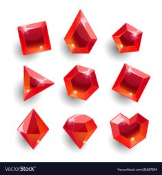 red crystals set on white background