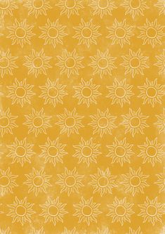 a yellow and white background with sunbursts on it