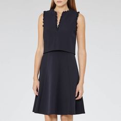 Reiss Navy Frill Sleeveless Neck Two Tier A Line Flare Ascot Dress size 2 Ascot Dress, Ascot Dresses, Reiss Women, Frill Sleeves, Frill Dress, Short Dresses Casual, Dress Picture, Dresses Uk, Dress Sleeveless