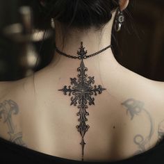 Back Neck Tattoo Tattoo Blueprint Set Back Neck Tattoo, Gothic Tattoos, Back Of Neck Tattoo, Spine Tattoos For Women, Gothic Tattoo, Minimalist Tattoos, Spine Tattoos, Design Drawings, Dope Tattoos