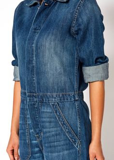 YANNI JUMPSUIT - Noend Denim Long Sleeve Denim Jumpsuit, Styling Women, Workwear Style, Baggy Shorts, Jumpsuit Jacket, Workwear Fashion, Kick Flares, Denim Style, Ready To Play