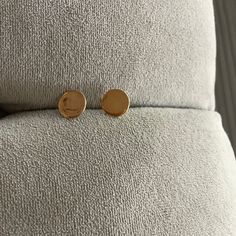 A flat circle thumb tab style stud earrings. Material: 14 karat gold plated over 925 sterling silver Evil Eye Tennis Bracelet, Circle Stud Earrings, Circle Earrings Studs, Circle Studs, Beaded Hoop Earrings, Beaded Hoops, Evil Eye Bracelet, Photo Bracelet, Earrings Etsy