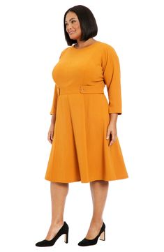 A long sleeve seamed midi dress is perfect to slip on for your next event. 43.75" length (size 16W) Crew neck Long sleeves Back zip closure 96% polyester, 4% spandex Machine wash Imported Model stats: 5'10" height, 41" bust, 36" waist, 48" hip. Model is wearing size 16W. Solid Color Dresses With 3/4 Sleeve For Fall, Fall Dresses With 3/4 Sleeves In Solid Color, Formal Fall Midi Dress With 3/4 Sleeve, Solid Fall Dresses With 3/4 Sleeve, Solid Color Fall Dress With 3/4 Sleeves, Solid Color Long Sleeve Midi Dress For Work, Mid-length Long Sleeve Dress For Spring Workwear, Nordstrom Store, Plus Size Dress