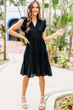 Make It Your Own Black Tiered Dress Text MINT to 90243 for 15% off Date Night Tiered Mini Dress With Ruffle Hem, Chic Tiered Dress For Date Night, Elegant Black Tiered Dress With Ruffle Hem, Tiered Mini Dress For Date Night In Summer, Chic Black Tiered Dress With Ruffles, Black Tiered Ruffle Dress For Spring, Black Ruffled Dress For Summer, Black Summer Dress With Ruffles, Fitted Black Tiered Dress