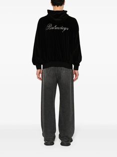 Balenciaga rhinestone-embellished zip-up Hoodie - Farfetch Zip Puller, Five Points, Balenciaga Triple S, Custom Watch, Short Suit, Espadrille Shoes, Sweaters Knitwear, Cotton Fleece, Zip Up