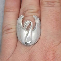 #jewelry #rings #statementrings #whiteswan #swanring #swanjewelry #animaljewelry #animalring #birdring #birdjewelry #sterlingsilverring #totemjewelry #statementring #silverring #swangift #chunkysilverring Swan Ring, Swan Jewelry, Bird Ring, Chunky Silver Rings, Bird Rings, Animal Ring, Old Makeup, Dog Ring, Diamond Eyes