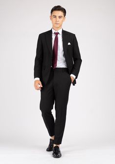 Step out in stylish confidence with the Hudson Black Stretch Suit. Crafted from black stretch cotton for extra comfort and movement, this sophisticated suit will leave you feeling effortlessly put-together. Classic Black Pantsuit For Office, Black Slim Fit Suit For Business, Black Slim Fit Workwear Sets, Black Slim Fit Office Sets, Black Slim Fit Sets For Workwear, Black Tuxedo For Business Casual, Black Slim Fit Business Suit, Black Slim Fit Sets For Business, Black Fitted Elastane Pantsuit