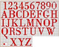 a cross stitch alphabet with numbers and letters