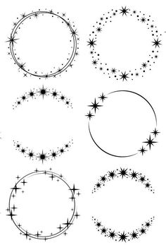 black and white stars are arranged in the shape of an oval, circle, starburst