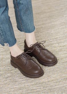 Chunky Oxford Shoes (2 Colors) Chunky Oxford Shoes, Autumn Outfits, Shoe Gifts, Overall Dress, Sweater Blouse, Cardigan Jacket, Studio Ghibli, 2 Colours, Dark Brown