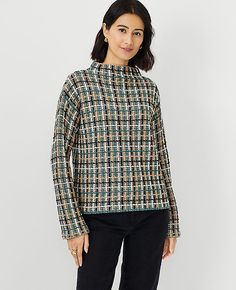 Elevate your wardrobe with the Ann Taylor Petite Tweedy Funnel Neck Sweater, a piece that blends comfort with chic style. Perfect for the modern woman, this sweater features:

- Size: Petite 2XS
- Color: Teal Multi
- Material: 60% Cotton, 40% Acrylic
- Gender: Female
- Neck Style: Funnel neck
- Sleeve Length: Long sleeves
- Fit: Softly fitted
- Length: 22" long
- Care Instructions: Machine washable

This teal multi-colored sweater is crafted from a cozy cotton-acrylic blend, ensuring both warmth Cotton Funnel Neck Sweater For Winter, Versatile Funnel Neck Winter Sweater, Cotton Funnel Neck Fall Sweater, Winter Funnel Neck Solid Sweater, Green Funnel Neck Winter Sweater, Petite Sweaters, Funnel Neck Sweater, Knitted Suit, Teal Fabric