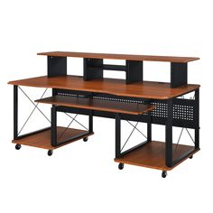 PRICES MAY VARY. 6 Open Storage Compartments 1 Keyboard Tray 1 Shelf 8 Wheels Included Cord Management Recording Studio Desk, Black Computer Desk, Music Desk, Decorative Bookshelves, Keyboard Desk, Desk Brown, Wood Computer Desk, Music Keyboard, Studio Desk