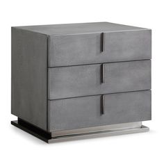 a grey nightstand with two drawers on it