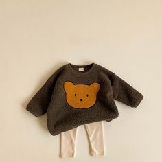 Baby Bear Embroidered Sweatshirt – MiniOlie Teddy Sweater, Baby Boutique Clothing, Boys Fashion, Swimwear Girls, Fleece Sweatshirt, Bear Plush, Baby Bear