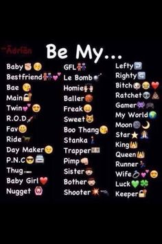 a black background with many different emoticions and words that say'be my '