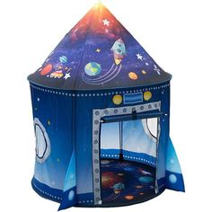 an inflatable play tent with space theme