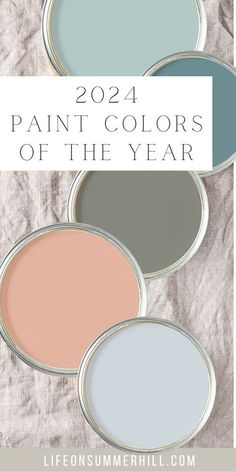 four paint colors in different shades with the title saying, 2012 paint colors of the year