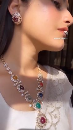 Navratan Diamond Necklace, Navgraha Jewellery, Navaratna Necklace Gold, Navarathan Necklace, Navarathna Necklace, Navratna Earrings