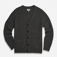 Embrace the season with confidence, wrapped in the refined comfort of premium Merino wool. | Men's Tie Bar: Leisure Merino V-Neck Cardigan - M, In Dark Grey, Wool Dark Grey Cardigan, Polo Bar, Men's Tie, Tie Bar, Grey Cardigan, V Neck Cardigan, Weekend Wear, Wool Fabric, Fashion Advice