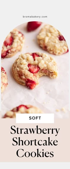 soft strawberry shortcake cookies with the title text overlay