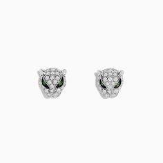 Effy Signature 14K White Gold Diamond and Tsavorite Earrings Luxury Green Diamond Earrings In Sterling Silver, Luxury Green Sterling Silver Diamond Earrings, Green Sterling Silver Luxury Diamond Earrings, Effy Jewelry, White Gold Diamonds, Gold Diamond, White Gold, Gold, White