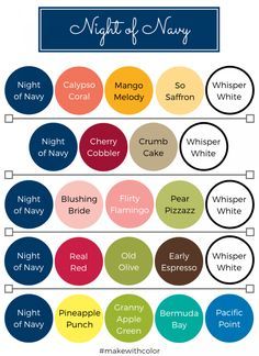 the night of navy color chart with different colors and names for each type of cake