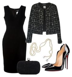 Untitled #26 by ruzy-grigoryan on Polyvore featuring polyvore, fashion, style, Chanel, Christian Louboutin, Alexander McQueen, women's clothing, women's fashion, women, female, woman, misses and juniors Formalish Outfits, Divine Clothing, Glamour Outfit, Church Attire, Lil Black Dress, Slay Outfits, Professional Wear, Professional Wardrobe, Business Wear