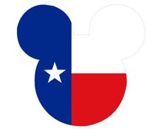 mickey mouse's head in the colors of the flag of texas, with a star on it