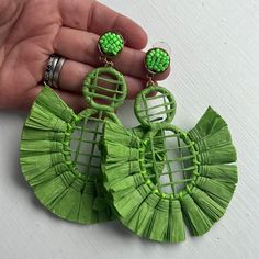 Nwot Green Earrings Green Drop Tassel Earrings For Beach, Green Tassel Drop Earrings For Beach, Green Earrings For Spring, Green Dangle Earrings For Spring, Spring Green Dangle Earrings, Pearl Necklaces, African Jewelry, Crown Jewels, Green Earrings