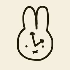 a black and white drawing of a rabbit's face with an arrow in the middle