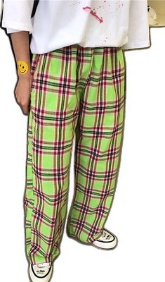 Retro High-waisted Multicolor Pants, Cheap Retro Plaid Bottoms, Plaid Wide-leg Pants With Pockets, Wide-leg Plaid Bottoms With Pockets, Retro Plaid Wide-leg Pants, Loose Pants, Happy Shopping, Outfit Of The Day, Elastic Waist