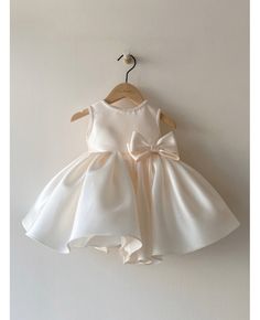 Get 10% off now! Buy cute ballgown satin sleeveless baby flower girl dress with pearls at cheap price online. Free stable shipping and pro custom service since 2009. Girl Baptism Dress, Girls Baptism Dress, Baptism Dress Baby Girl, First Birthday Dress, Outfit Birthday, First Birthday Dresses, Baptism Outfit