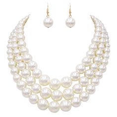 PRICES MAY VARY. Pearls are a wardrobe staple every lady should have in her jewelry collection. Bring some bold, dynamic style to your accessory collection with our stunning triple strand set! A unique twist on classic pearls. Our elegant multi strand necklace set will elevate your look and take it to the next level! Necklace measures 18-21 inches with the 3 inch adjustable extension chain. Necklace multi-strand decor 2 inch cascade length. Matching fish wire hook, faux pearl drop earrings, 1.5 Luxury Necklaces With Round Spacer Beads, Strand Decor, Pearl Necklace And Earrings, Western Necklaces, Silver Jewelry Necklace, Pearl Cream, Pink Necklace, Rose Gold Bracelet, Pearl Pendant Necklace