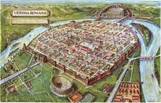 an old map of the city of verdun roma, with buildings and streets