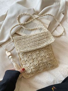 Bohemian Crochet, Crochet Summer Dresses, Beige Crochet, Crochet Inspo, Crochet Summer, Novelty Bags, Word Wrap, Tote Bag Leather, Summer Crochet