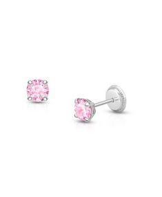 Minimalist and sweet, these darling studs add a little sparkle to her outfit. Extra-secure earring backs and hypoallergenic materials ensures a comfortable and lasting addition to her jewelry collection. Pink Round, Screw Back Earrings, Big Kid, Earring Backs, Big Kids, Round Cut, Screw, Jewelry Collection