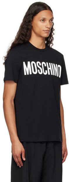 Cotton jersey T-shirt. · Rib knit crewneck · Logo printed at front Supplier color: Multi black Knit Crewneck, Print Logo, Black Print, Jersey T Shirt, Tshirt Logo, Moschino, Rib Knit, Crew Neck, ? Logo