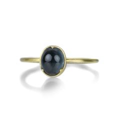 Gabriella Kiss Oval Cabochon Blue Sapphire Ring | Quadrum Gallery Gabriella Kiss, Sapphire Cabochon, Hudson Valley Ny, Blue Sapphire Ring, 18k Yellow Gold Ring, Blue Sapphire Rings, Yellow Gold Ring, Hudson Valley, Oval Cabochon