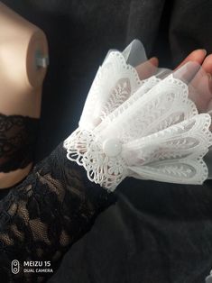 The price is for a pair of lace cuffs. Features： Beautiful and delicate wristlets for an added embellishment to your outfit with or without sleeves. Button Snap design is not allergic and easy to wear *Color*: white *Material*: lace *Size*: it is good for the wrists that are between 16-17cm Cuff's width:11cm If the default size is not fit for you,please send me your wrist circumference directly,we will custom it for you ;-) If you have any other questions,please feel free to contact us! Lace Cuffs Sleeve, Lace Cuff Bracelet, Bling Bottles, Lace Accessories, Princess Sleeves, White Bracelet, Burlap Crafts, White Princess