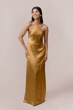 Model: Jacinth; Size: 4 Wedding Parties Colors, Bridesmaid Dress Colors, Colorful Party, Fitted Silhouette, Satin Dress, Halter Neckline, Color Swatches, Bra Cups, White Shop