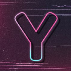 the letter y is made up of neon lights on a black background with pink and blue lines