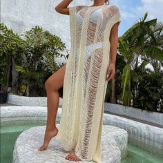 New W/ Tags! Cream Tulum Cover Up Dress Isle Of Vibe Www.Isleofvibe.Com Summer Beige Knit Cover-up, White Knitted Cover-up For Vacation, Knit Cover-up For Beach Party In Spring, Knit Cover-up For Beach Day Out, Knit Beach Season Cover-up For Day Out, Spring Beach Party Knit Cover-up, Knit Cover-up For Beach Season Day Out, Knit Cover-up For Spring Beach Party, Knit Cover-up For Beach Season