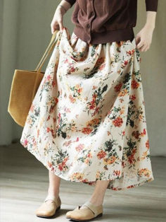 Style:	Elegant Material:	100% Linen Pattern:	Printed Length:	Ninth Pants/Skirts Closure Type:	Elastic Silhouette:	A-line Season:	Spring/Fall  #skirt #ramie #aline #elegant Casual A-line Skirt With Elastic Waistband, Casual A-line Bottoms For Day Out, Spring A-line Maxi Skirt With Elastic Waistband, Spring Casual A-line Bottoms, Spring Long Gathered Skirt, Casual Spring Full Skirt Bottoms, Relaxed A-line Maxi Skirt For Spring, Non-stretch Gathered Skirt For Spring, Summer A-line Bottoms With Elastic Waistband