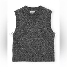 Nwt Ganni Knit Vest. This Grey Knit Vest Features A Round Neck, Ribbed Edges And A Knitted Pattern With Raised Textures. Purchased Wrong Size And Missed Return Window. Size: Small Color: Grey Sold In Store And On Website For $275. Fall 24 Item! Ganni Knitwear, Grey Knit Vest, Bubble Vest, Vest Pattern Free, Vest Pattern, Tshirt Skirt, Cotton Wool, Pattern Free, Knit Vest