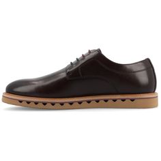 The William derby shoe from Vance Co. seamlessly blends sophistication and comfort with its 1-inch heel, lace-up closure, and classic round toe design. Crafted from faux leather this style offers a stylish choice for various occasions. The mesh lining, 6 mm Tru Comfort Foam™ footbed, and rubber outer sole ensure breathability, comfort, and support, making the William a versatile and conscientious addition to your footwear collection. Semi-formal Lace-up Shoes With Perforated Toe, Derby Plain Toe Oxfords With Contrast Sole, Casual Plain Toe Lace-up Shoes For Semi-formal Occasions, Casual Lace-up Plain Toe Shoes For Semi-formal Occasions, Semi-formal Lace-up Shoes With Stitched Sole, Casual Semi-formal Lace-up Shoes With Plain Toe, Brown Oxfords With Contrast Sole For Derby, Formal Oxfords With Contrast Sole And Round Toe, Business Oxfords With Almond Toe And Contrast Sole